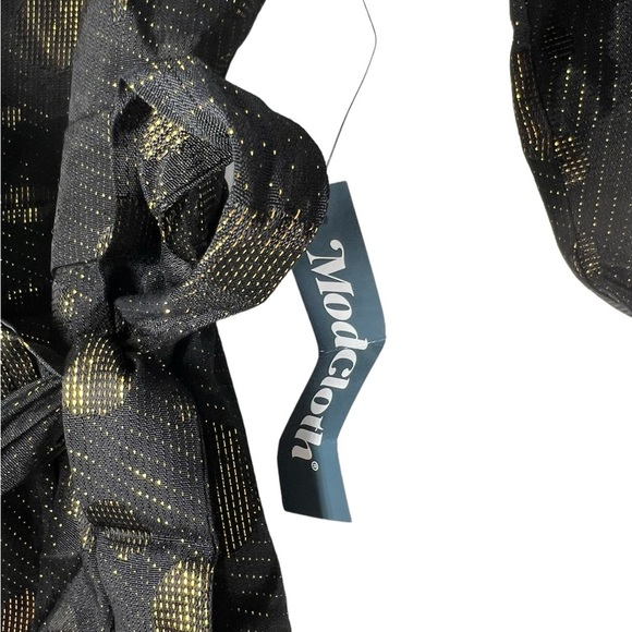 NWT Modcloth Metallic and Black Long Sleeve Wrap Dress Small - Picture 4 of 5